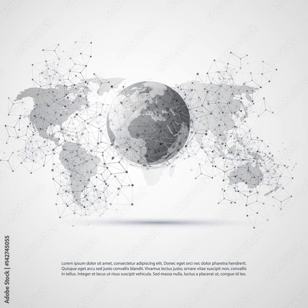 Poster abstract cloud computing and global network connections concept design with transparent geometric me