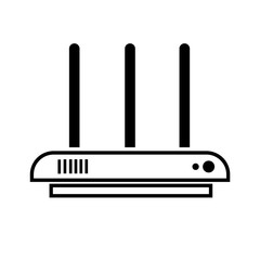 Silhouette of WI-FI router. Isolated on white