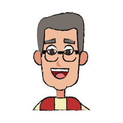 old man cartoon icon over white background. colorful design. vector illustration