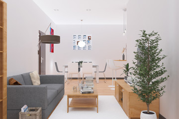 3D Interior rendering of an Apartment