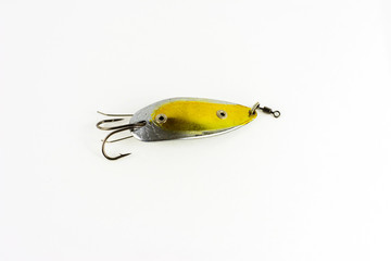 Exhibition of pirated copies of fishing metal spoon baits. Bait for fishing in the shape of a spoon...