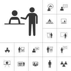 business presentation icon set on white background
