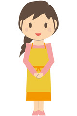 かわいいロングヘアの主婦　お出迎え