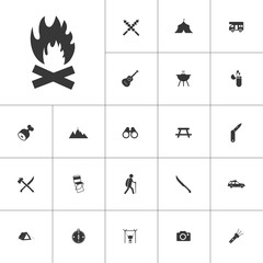 Naklejka premium bonfire. camping icon set on white background