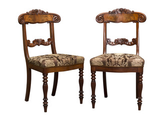 Antique Biedermeier chair with and wood carving