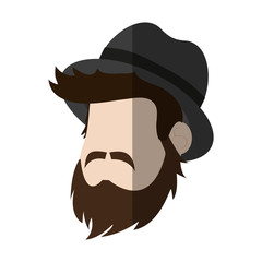 man with beard cartoon icon over white background. hipster lifestyle concept. colorful design. vector illustration