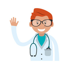 veterinarian doctor man cartoon icon over white background. colorful design. vector illustration