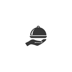 Food platter serving icon on hand