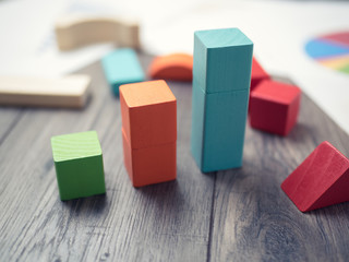 Wooden toy blocks background