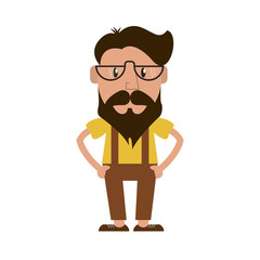 man with beard and glasses cartoon icon over white background. hipster lifestyle concept. colorful design. vector illustration