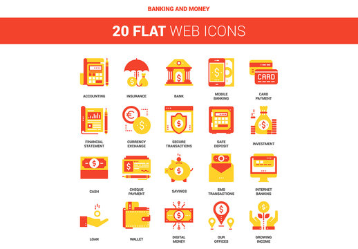 20 Red and Yellow Banking Icons