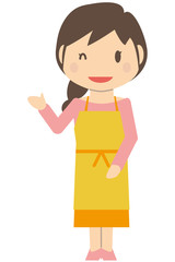 かわいいロングヘアの主婦　ウィンクして紹介