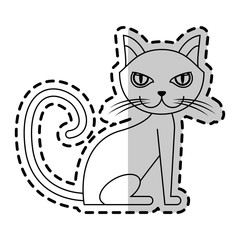 cat icon silhouette over white background, vector illustration design