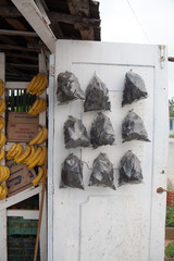 charcoal and bananas in store