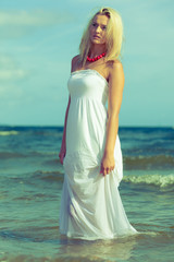 Young woman chilling out on the beach.