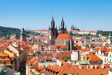 Fototapeta na wymiar Panorama of the Old Town in Prague, Czechia
