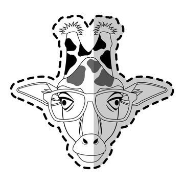 giraffe hipster animal icon image vector illustration design 