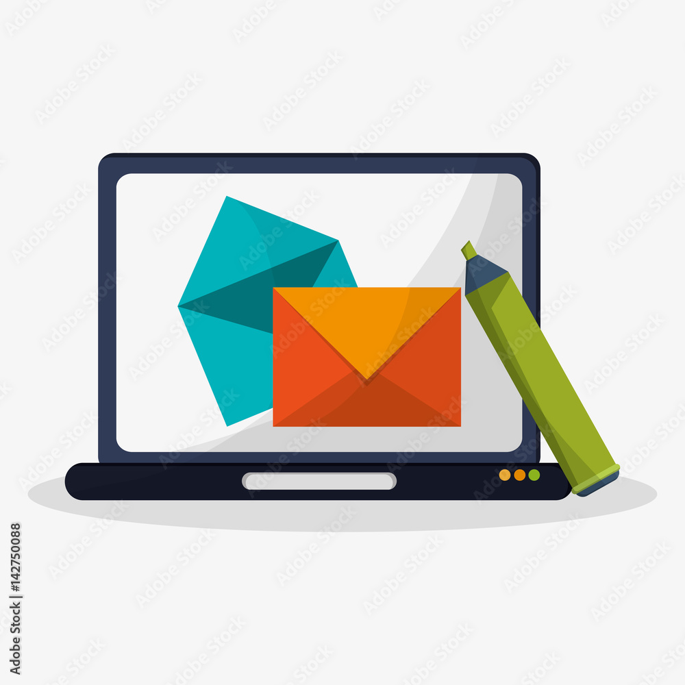 Poster digital message related icons image vector illustration design