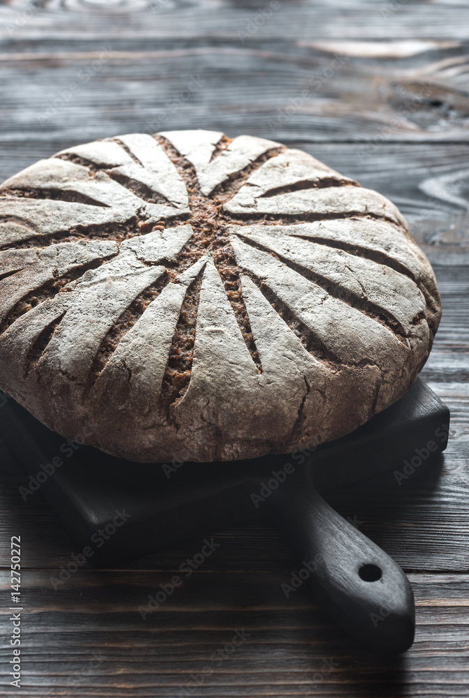 Poster Rye bread with nuts and seeds: top view