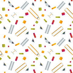 Colorful Flat Railroad Seamless Pattern