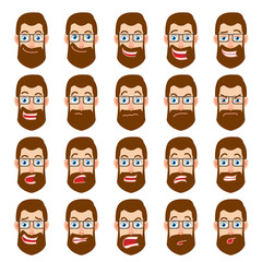  Emotional set of Cartoon Hipster Businessman