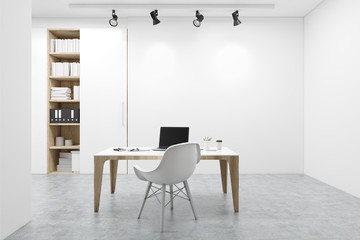 Workplace, white chair, computer