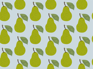 Seamless pattern fruit pear, vector