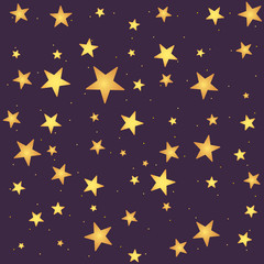 Seamless vector pattern with yellow gradient stars. Repeating background in cartoonish childish style.