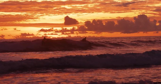 Montañita Surfing at Sunset