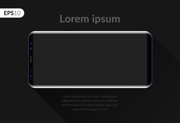 Fototapeta premium Phone, mobile smartphone design composition isolated on black background template. Realistic vector illustration mockup phone for banner or advertising.