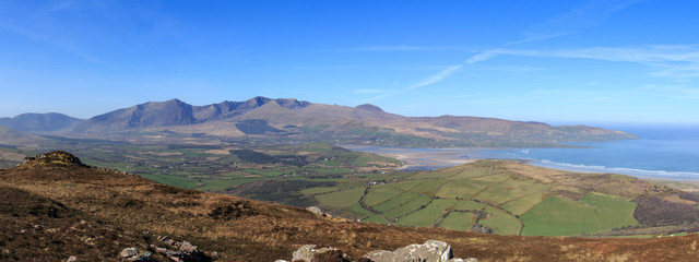 Looking west towards Brandon Mountain and Brandon Point from Scraggane hill on the Dingle...