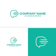 unique Chat logo, Water wave chat logo template designs