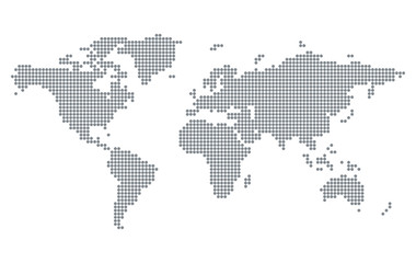 Fototapeta na wymiar Pixel dots world map