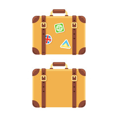 Vintage leather suitcase with stickers