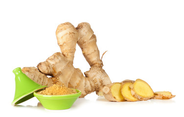 Root ginger, Zingiber officinalis.