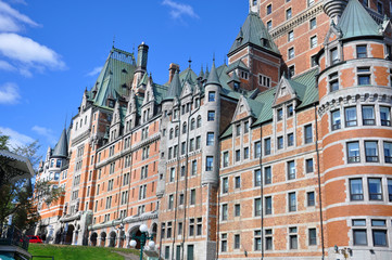 Fototapeta premium Chateau Frontenac in summer, Quebec City, Quebec, Canada. Quebec City is a UNESCO World Heritage Site since 1985.