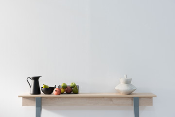 modern desk and objects empty area for writing concept