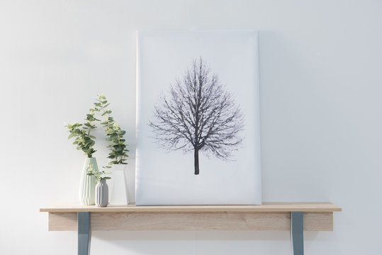 decorative desk and tree picture concept