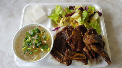 Kalbi Combo with Chicken Long Rice Plate