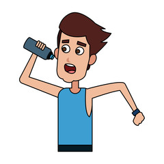 man drinking water while running icon image cartoon vector illustration design 