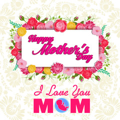 Happy Mothers Day greeting card with Flowers