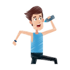 man drinking water while running icon image cartoon vector illustration design 