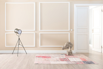 different wall concept home ornaments and empty area on the wall