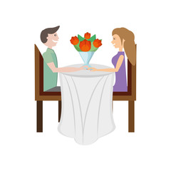 couple love sitting elegant table image vector illustration eps 10