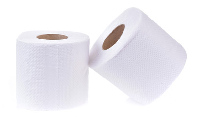 Roll the toilet paper on a white background
