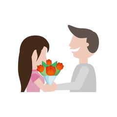 couple cute flowers romantic image vector illustration eps 10