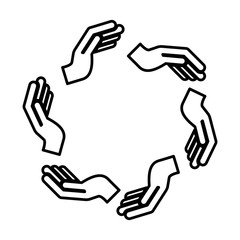 Fototapeta premium hands human around silhouette isolated icon vector illustration design