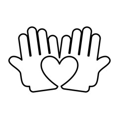 hand human with heart silhouette isolated icon vector illustration design