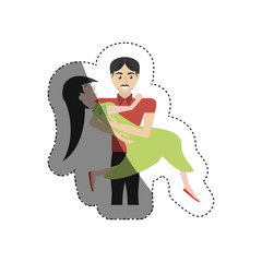 loving couple cheerful shadow vector illustration eps 10
