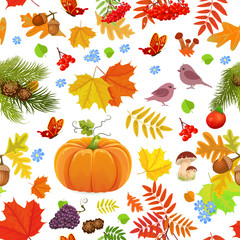 Obraz na płótnie Canvas nature seamless texture with forest autumn elements